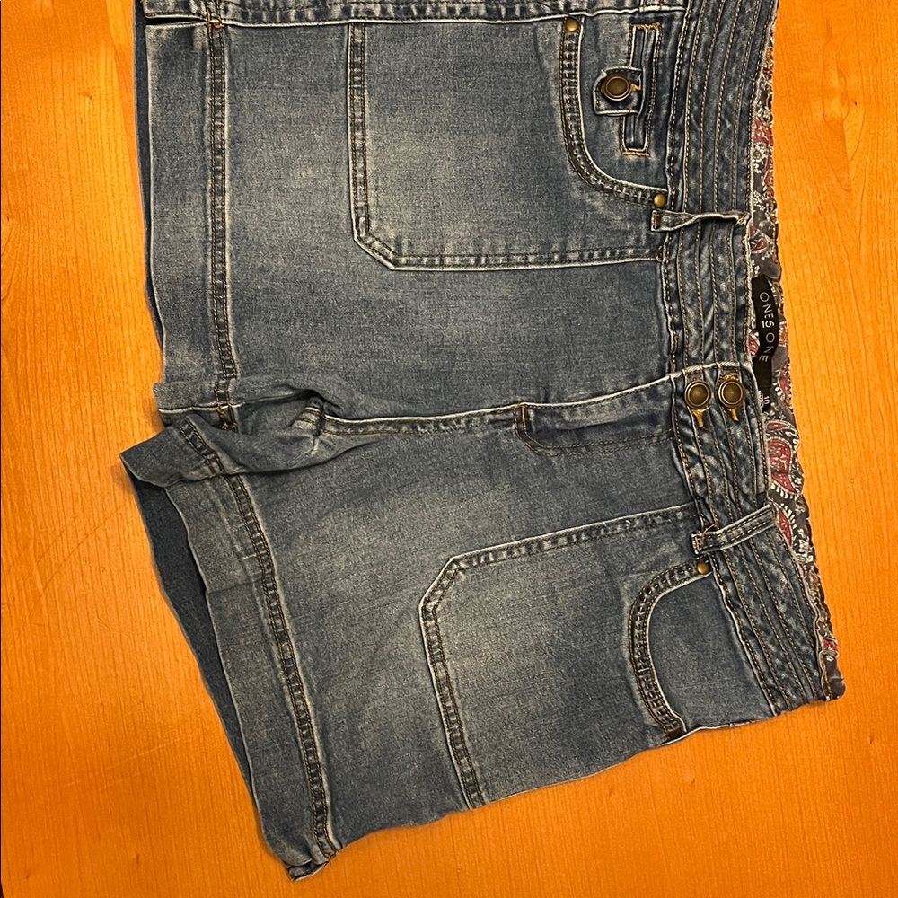 One 5 One Light Blue Denim Shorts
